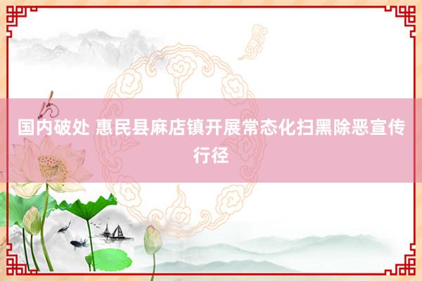 国内破处 惠民县麻店镇开展常态化扫黑除恶宣传行径