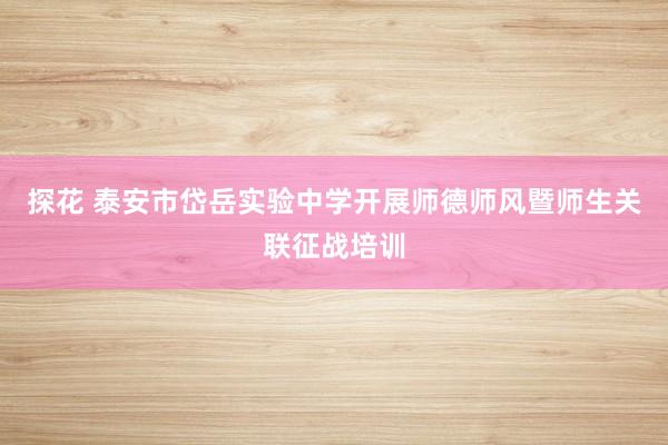 探花 泰安市岱岳实验中学开展师德师风暨师生关联征战培训