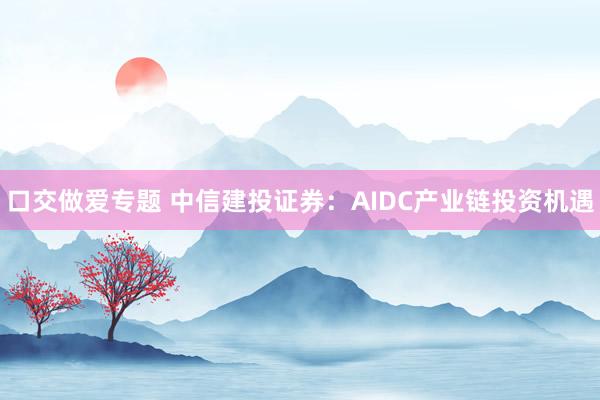 口交做爱专题 中信建投证券：AIDC产业链投资机遇