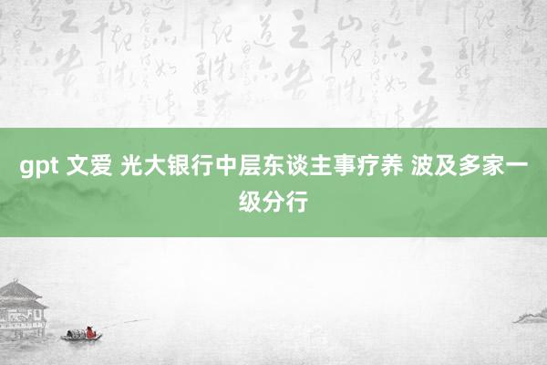 gpt 文爱 光大银行中层东谈主事疗养 波及多家一级分行