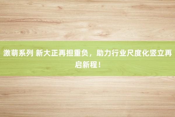 激萌系列 新大正再担重负，助力行业尺度化竖立再启新程！
