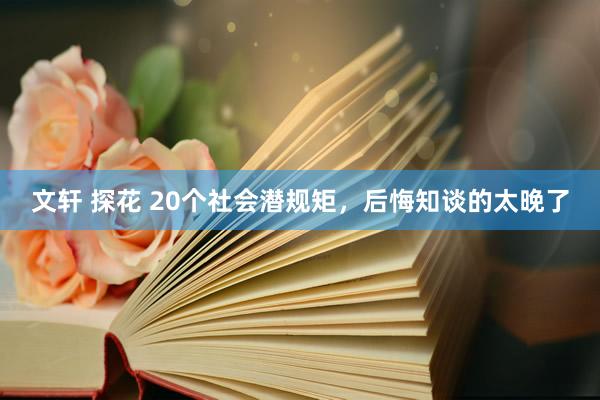 文轩 探花 20个社会潜规矩，后悔知谈的太晚了