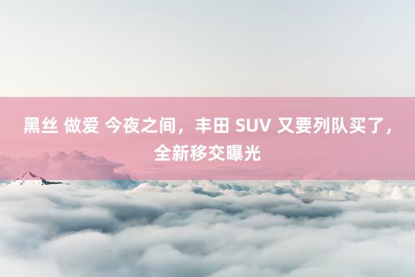 黑丝 做爱 今夜之间，丰田 SUV 又要列队买了，全新移交曝光