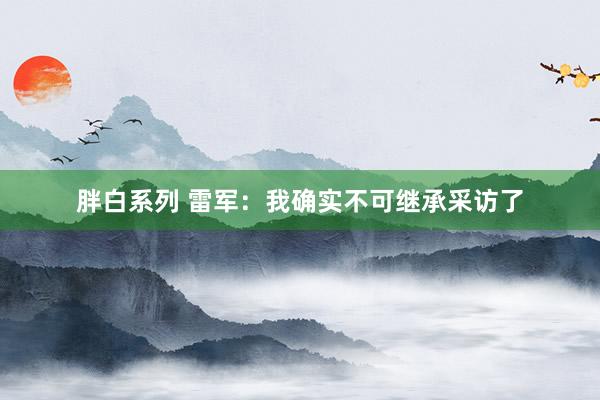 胖白系列 雷军：我确实不可继承采访了